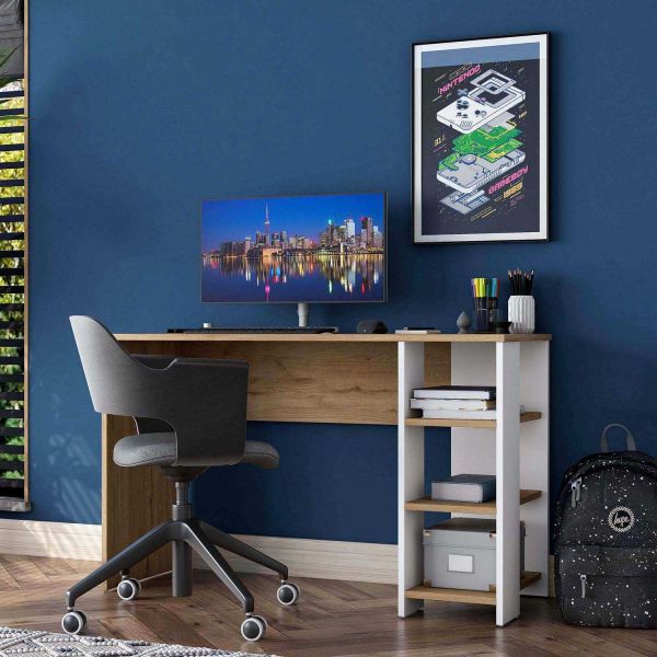 Bureau avec étagères en aggloméré Harry - HANAH HOME