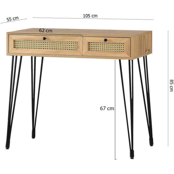 Bureau imitation bois pied en métal Study - ASI-0336