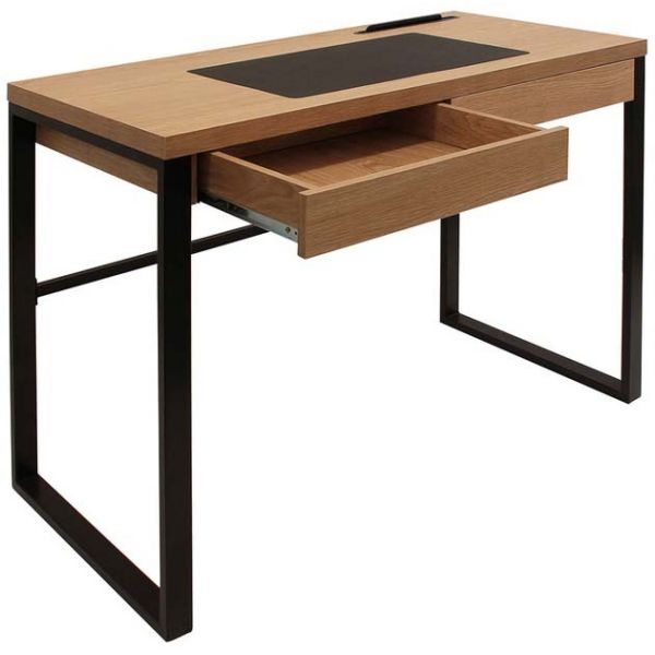 Bureau industriel en bois et métal avec tiroir - 139