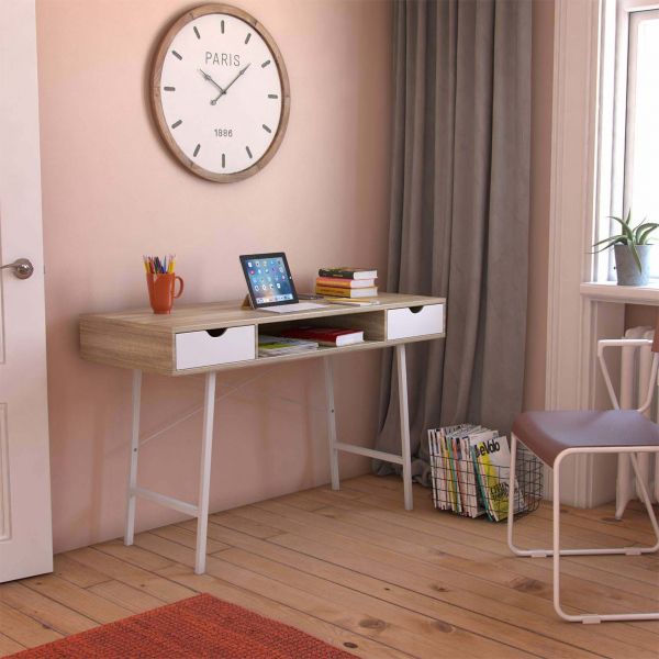 table de bureau pliante bois metal noir versa