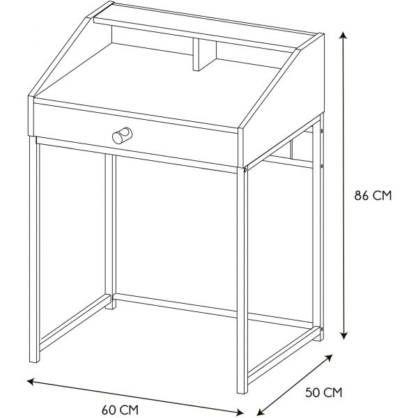 Bureau secrétaire en bois et métal Simon - CMP-3603