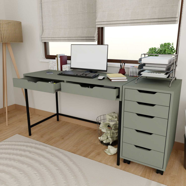 Bureau avec tiroirs en aggloméré Working - 5