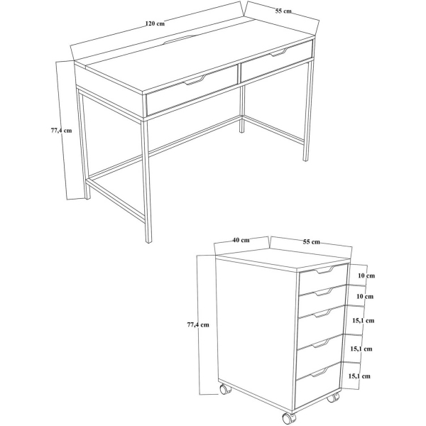 Bureau avec tiroirs en aggloméré Working - ASI-2371