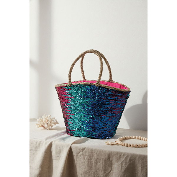 Cabas à paillettes en jonc - AUBRY GASPARD