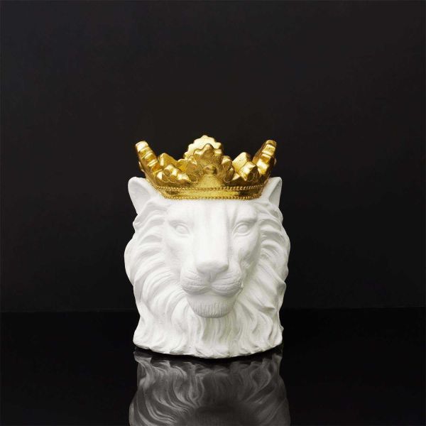 Cache pot Lion couronne dorée 39 x 33 x 39 cm - 5