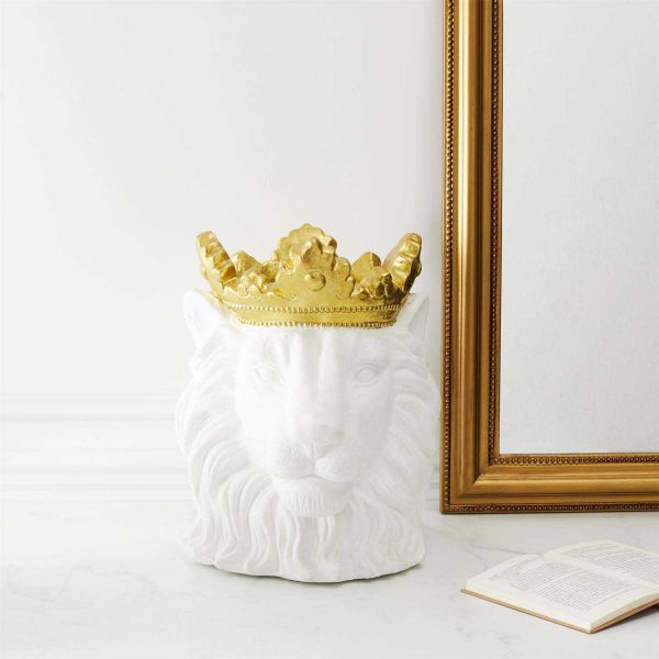Cache pot Lion couronne dorée 39 x 33 x 39 cm - 6