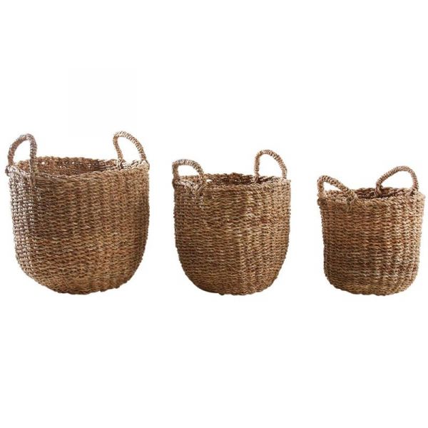 Cache-pots en jonc naturel (Lot de 3) - AUBRY GASPARD