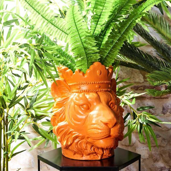 Cache pot lion en magnésia 35 x 30 x 29 cm - THE HOME DECO FACTORY