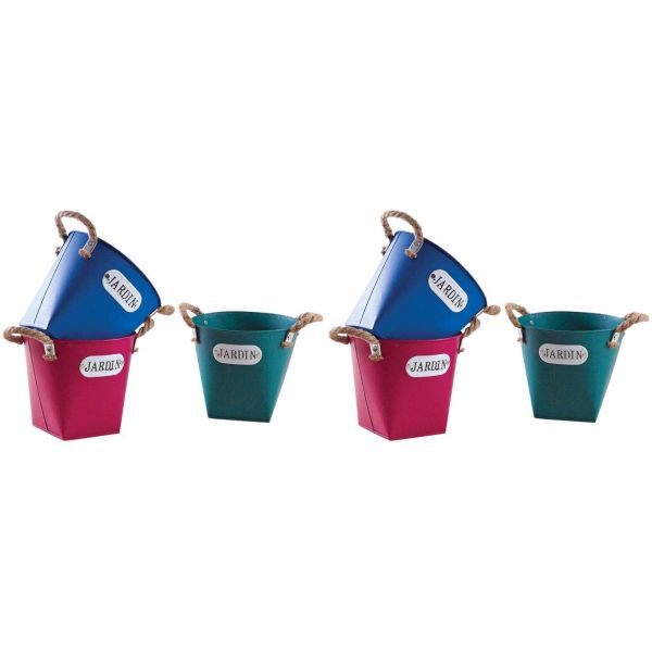 Cache pot en métal coloré 19 cm Jardin
