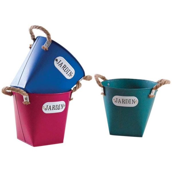 Cache pot en métal coloré 19 cm Jardin - AUBRY GASPARD