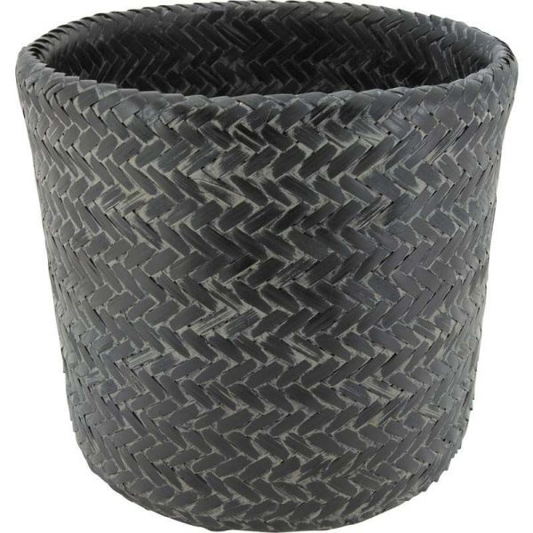 Cache pot rond en bambou patiné (Lot de 5) - AUB-2630