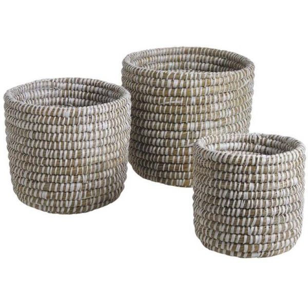 Cache pot rond en jonc de mer( Lot de 3)