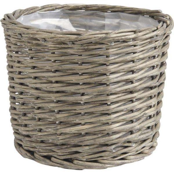 Cache pot rond en osier gris (Lot de 5) - 7