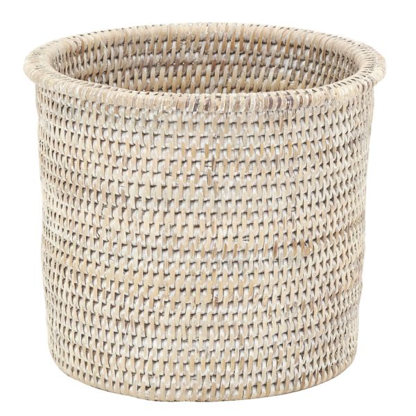 Cache-pot en rotin patiné blanc (lot de 4) - AUB-5311