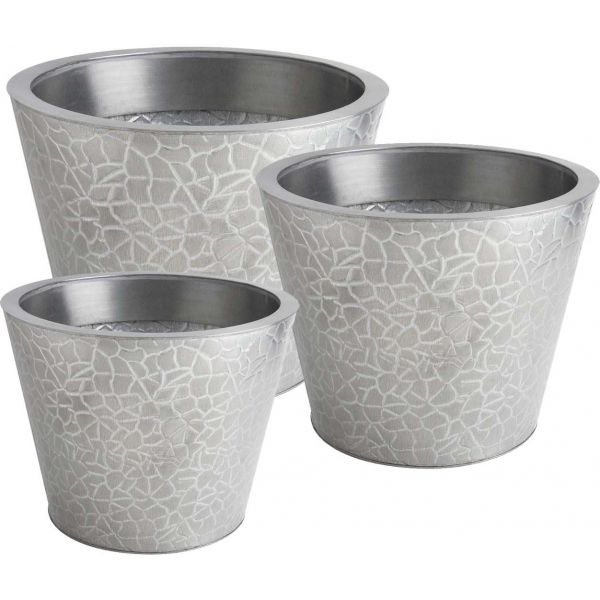 Cache pot en zinc brossé (Lot de 3)