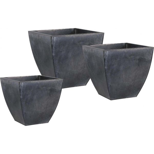 Cache pot en zinc noir (Lot de 3)