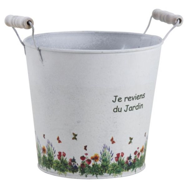 Cache pot zinc Je reviens du jardin