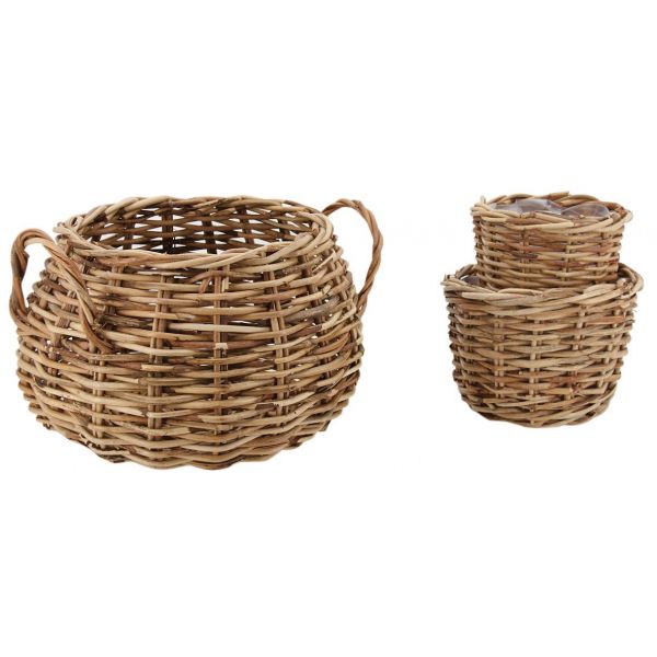 Cache-pots assortis en rotin (Lot de 3)