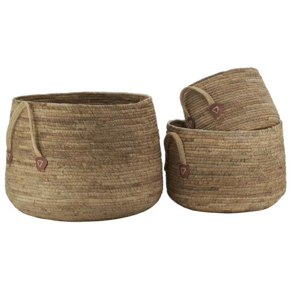 Cache-pots boules en abaca (lot de 3)