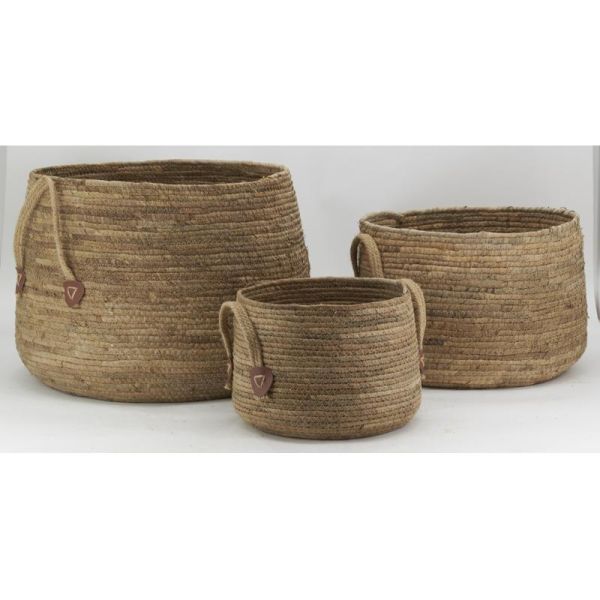 Cache-pots boules en abaca (lot de 3) - AUB-6260