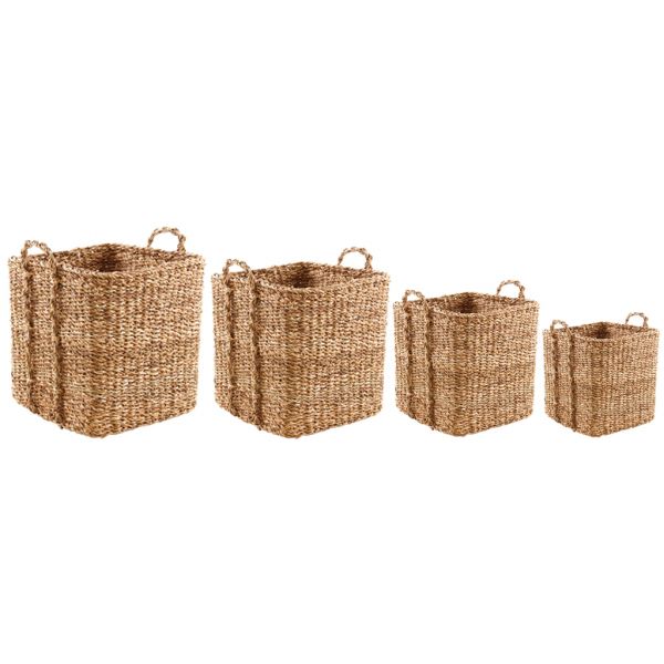 Cache-pots carrés en jonc de mer naturel (Lot de 4) - AUBRY GASPARD