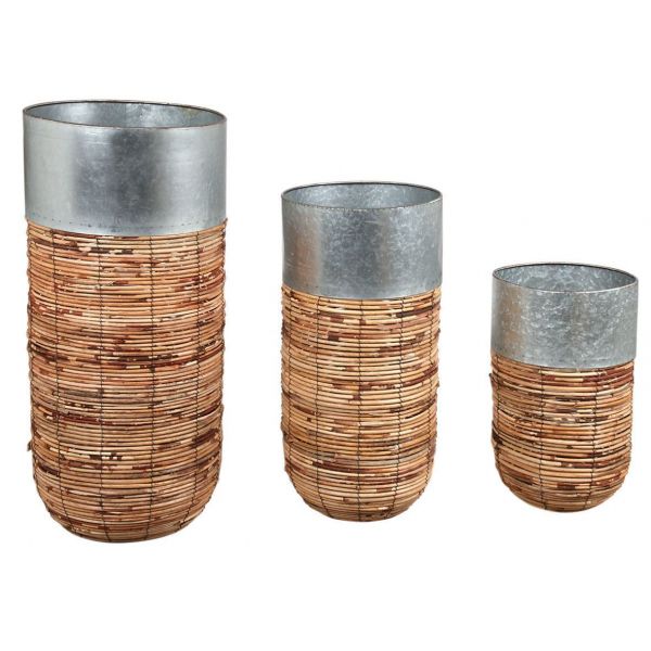 Cache-pots haut en rotin Paolo (Lot de 3)