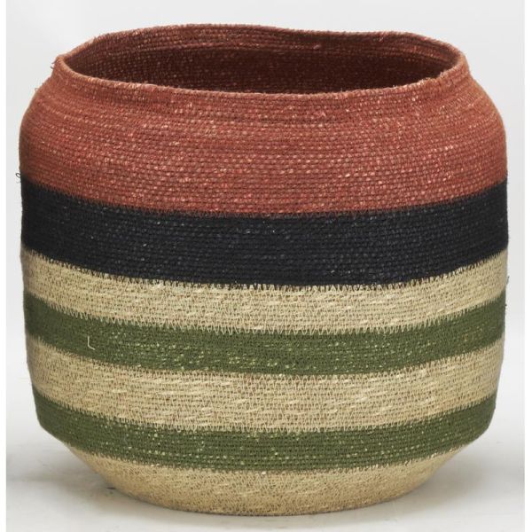 Cache-pots en jonc Terracota et Kaki - AUBRY GASPARD