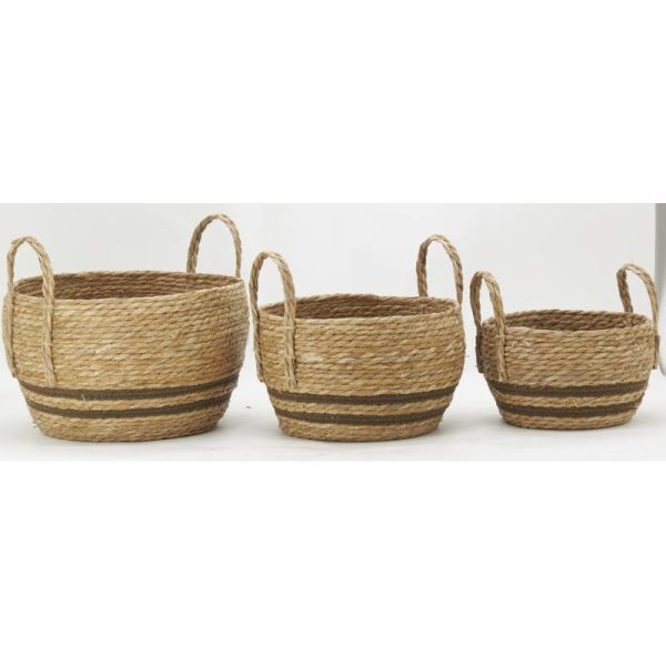 Cache-pots en jonc naturel et coton brun - 39,90