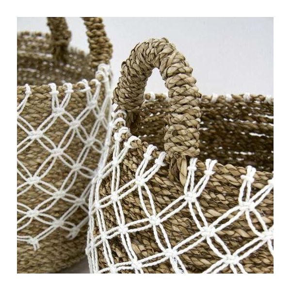 Cache-pots en jonc naturel et crochet (Lot de 2) - AUBRY GASPARD