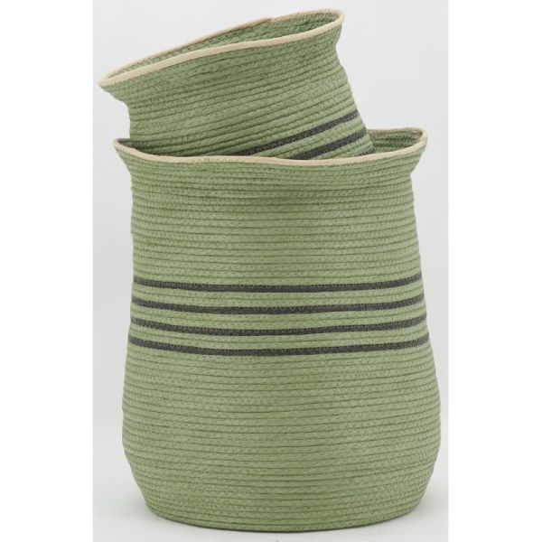 Cache-pots  en jonc vert (lot de 2) - AUBRY GASPARD