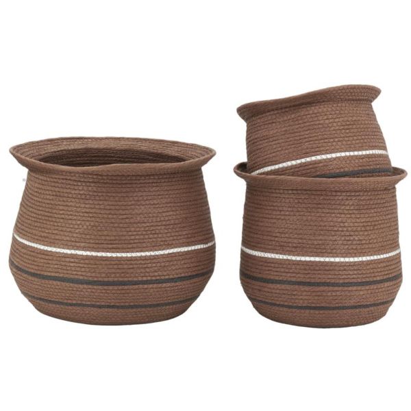 Cache-pots en jonc marron (lot de 3)