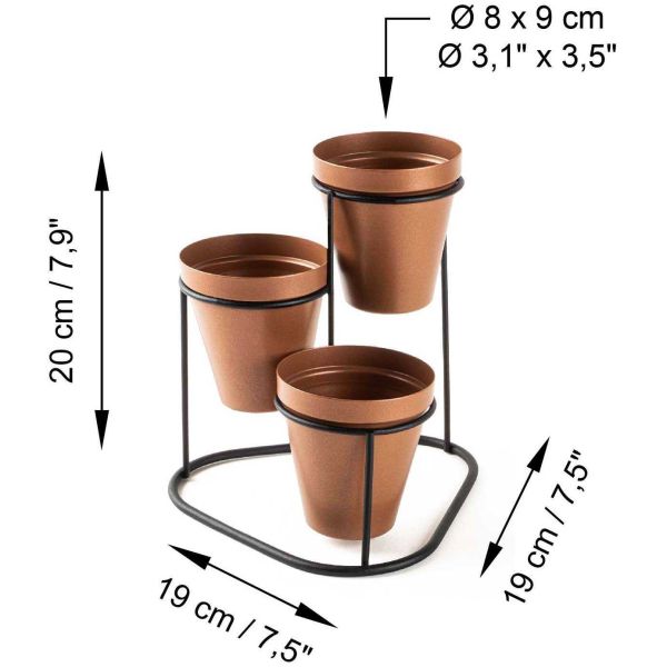 Cache-pots en métal 3 pots Decorative - ASI-0595