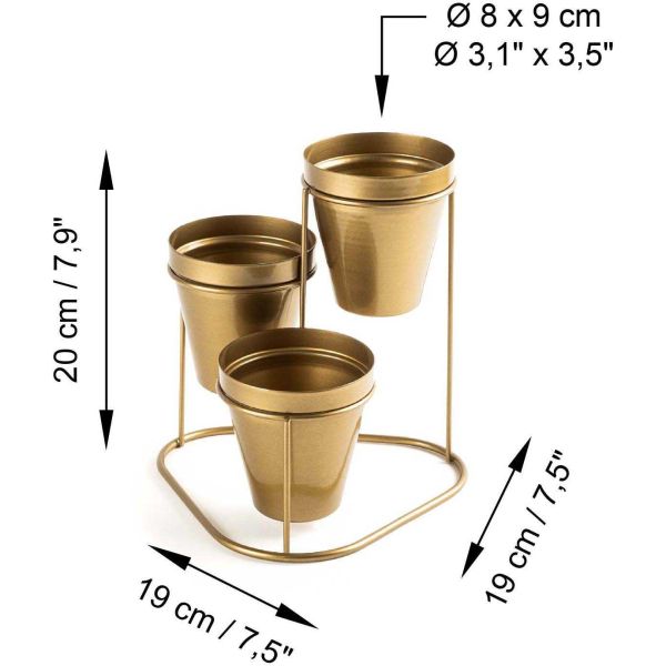 Cache-pots en métal 3 pots Decorative - ASI-0596