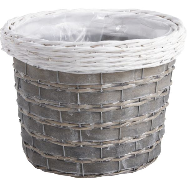 Cache-pots en osier gris et blanc (lot de 3) - AUBRY GASPARD