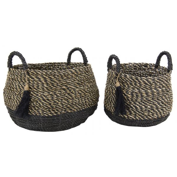 Cache-pots en raphia et en jonc (Lot de 2)
