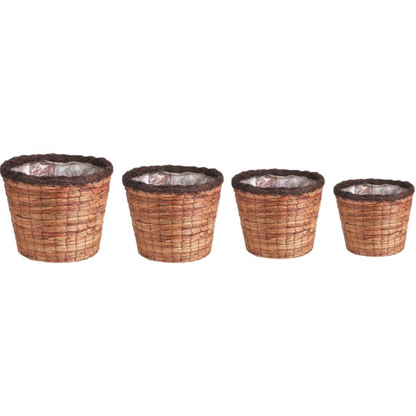 Cache-pots ronds en jacinthe (lot de 4)