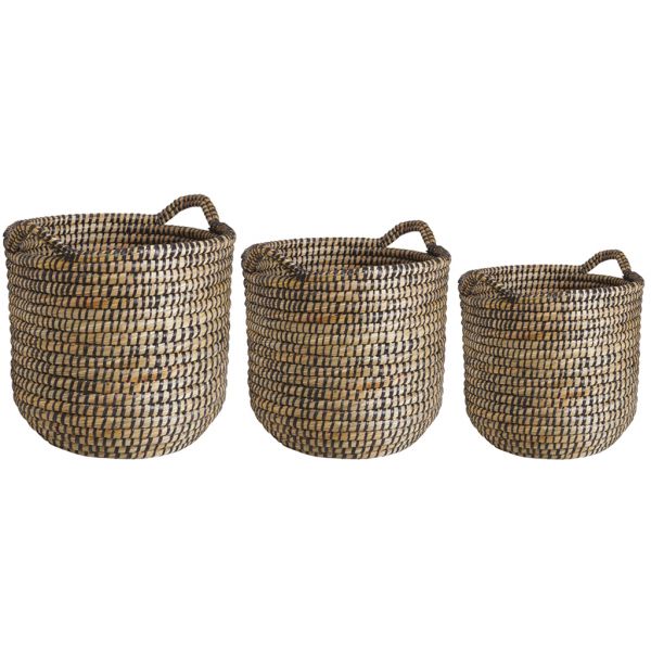 Cache-pots ronds en jonc (lot de 3) - AUB-4336