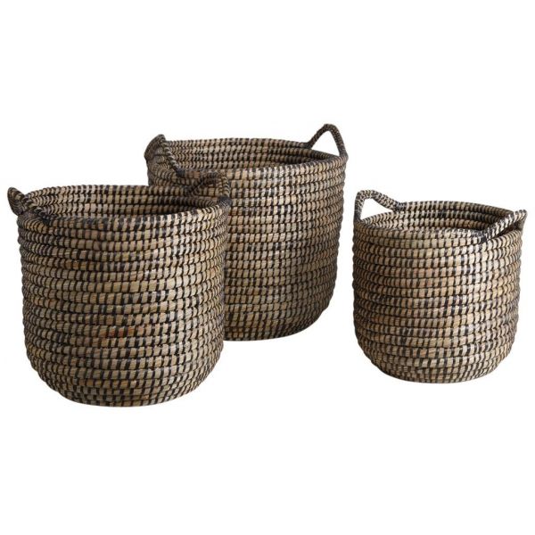 Cache-pots ronds en jonc (lot de 3)