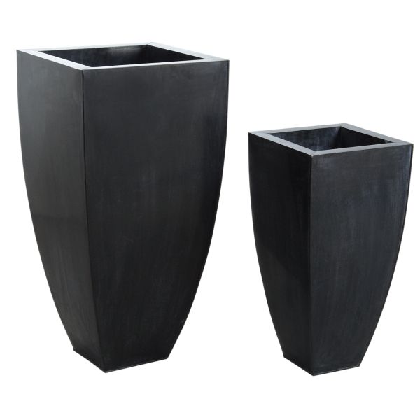 Cache-pots en zinc noir (lot de 2)