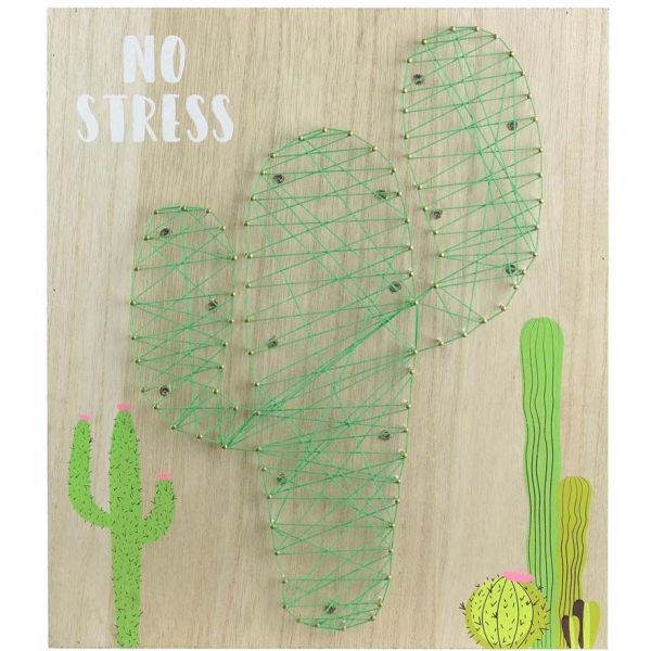 Cactus lumineux sur chassis en bois no stress 35 cm