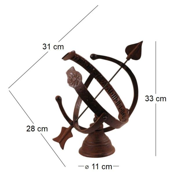 Cadran solaire en fonte rouille à poser - ESS-0235