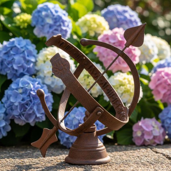 Cadran solaire en fonte rouille à poser - WORLD OF WEATHER