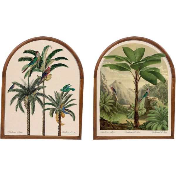 Cadre décoratif en bois Palmier 40 x 2 x 50 cm (Lot de 2)