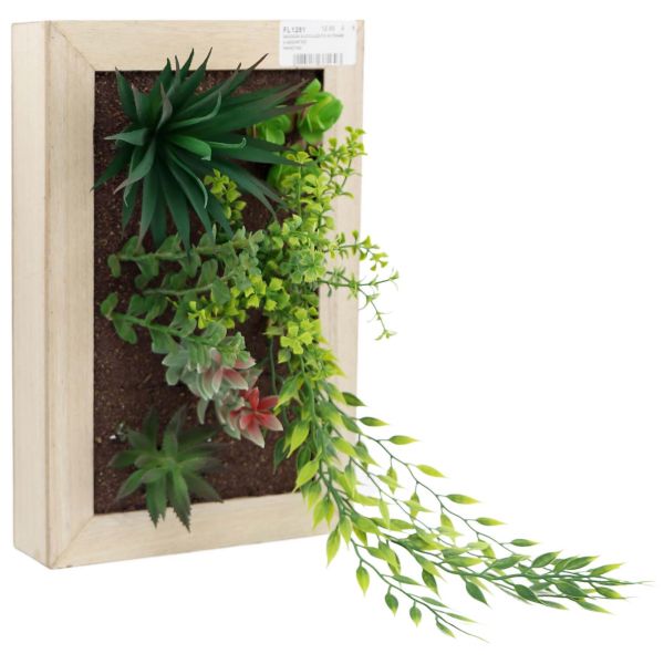 Cadre mural avec plante succulente artificielle 20 x 30 cm - SIF-0494