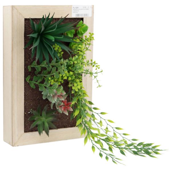 Cadre mural avec plante succulente artificielle 20 x 30 cm - SIL