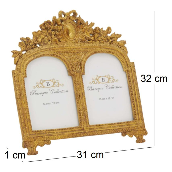 Cadre photo double en polyrésine Baroque - 30,71