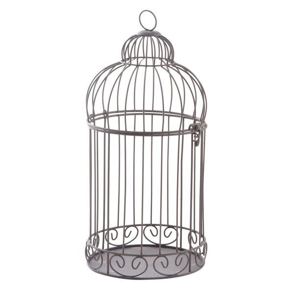 Cage à oiseaux ronde en métal vieilli