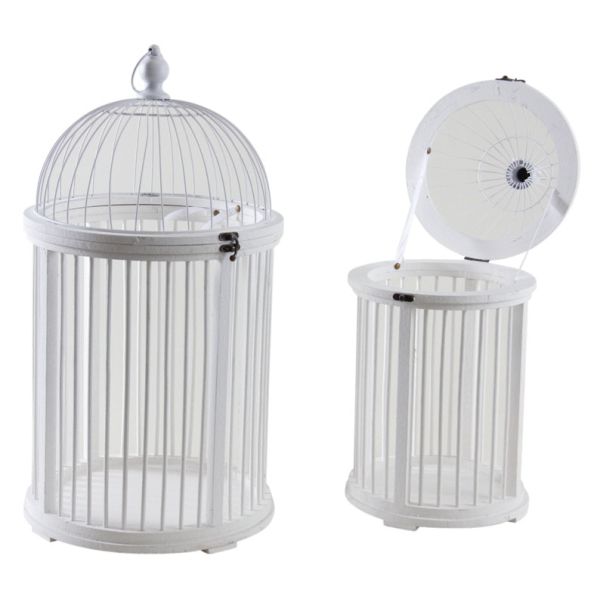 Cages en bois et métal blanches (Lot de 2)