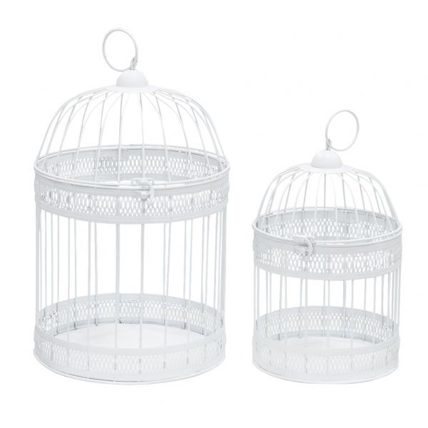 Cages en métal laqué blanc (Lot de 2)