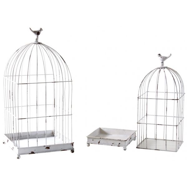 Cages en métal laqué blanc vieilli (Lot de 2) - AUBRY GASPARD
